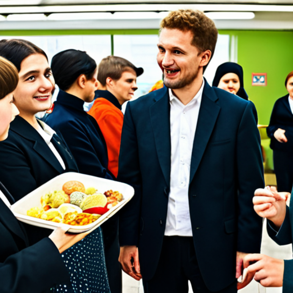 A diverse group of adult language students and their male teacher are fully clothed and engaged in an immersive role-play session. The classroom is creatively transformed into a vibrant, bustling Moscow market, complete with simulated stalls displaying modest, safe-for-work Russian traditional crafts and simple food items. Students, in appropriate, modest clothing, are actively interacting, some holding market items, while others are gesturing and conversing naturally as if buying or selling. The teacher, dressed in professional attire, observes and facilitates the activity. The scene captures the energy of deep immersion and natural language use. High-quality professional photography, natural lighting, sharp focus, realistic textures. safe for work, appropriate content, fully clothed, professional, perfect anatomy, correct proportions, natural pose, well-formed hands, proper finger count, natural body proportions.