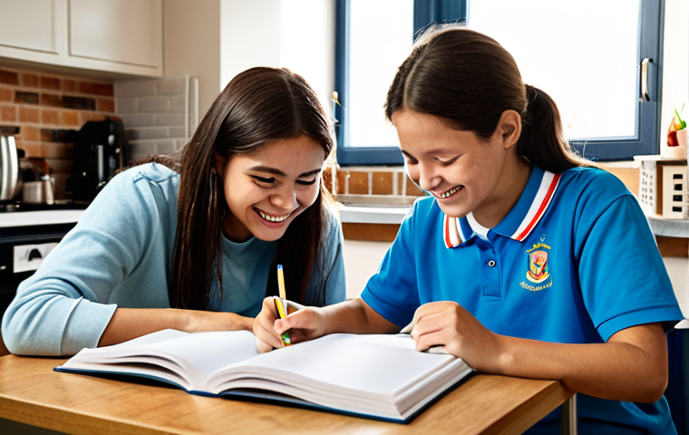 TESOL 자격증으로 가능한 비영리 활동 - **
A friendly volunteer tutor, fully clothed, helping a smiling student from a low-income family wi...