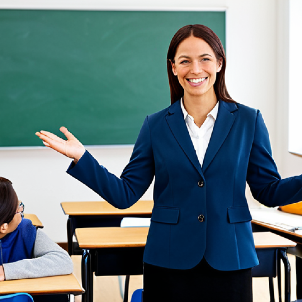 TESOL 자격증의 학술적 중요성 - Confident Teacher**

"A professional English teacher, smiling confidently at a diverse group of adul...