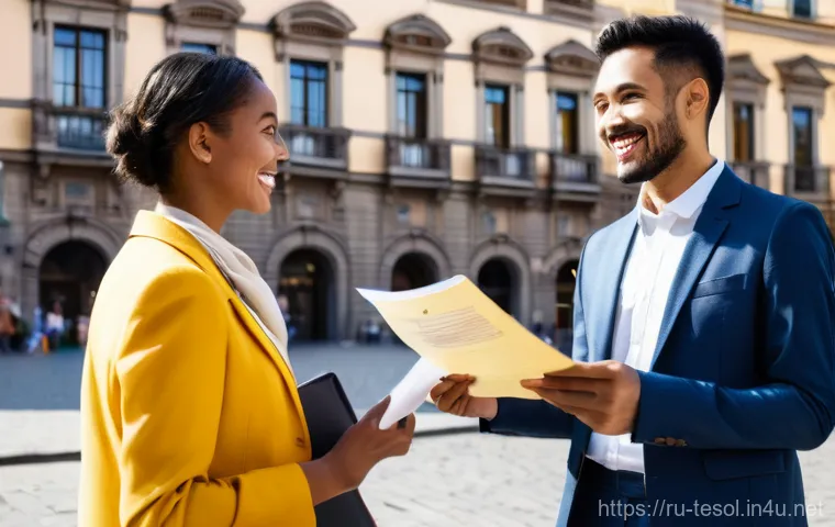 TESOL 자격증의 미래 전망 - **Prompt:** A dynamic and empathetic male teacher, around 40 years old, wearing smart casual attire ...
