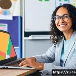 TESOL 강사로서의 성장 사례 - **Prompt 1: A Modern Online Educator**
A vibrant, dynamic illustration of a female English teach...