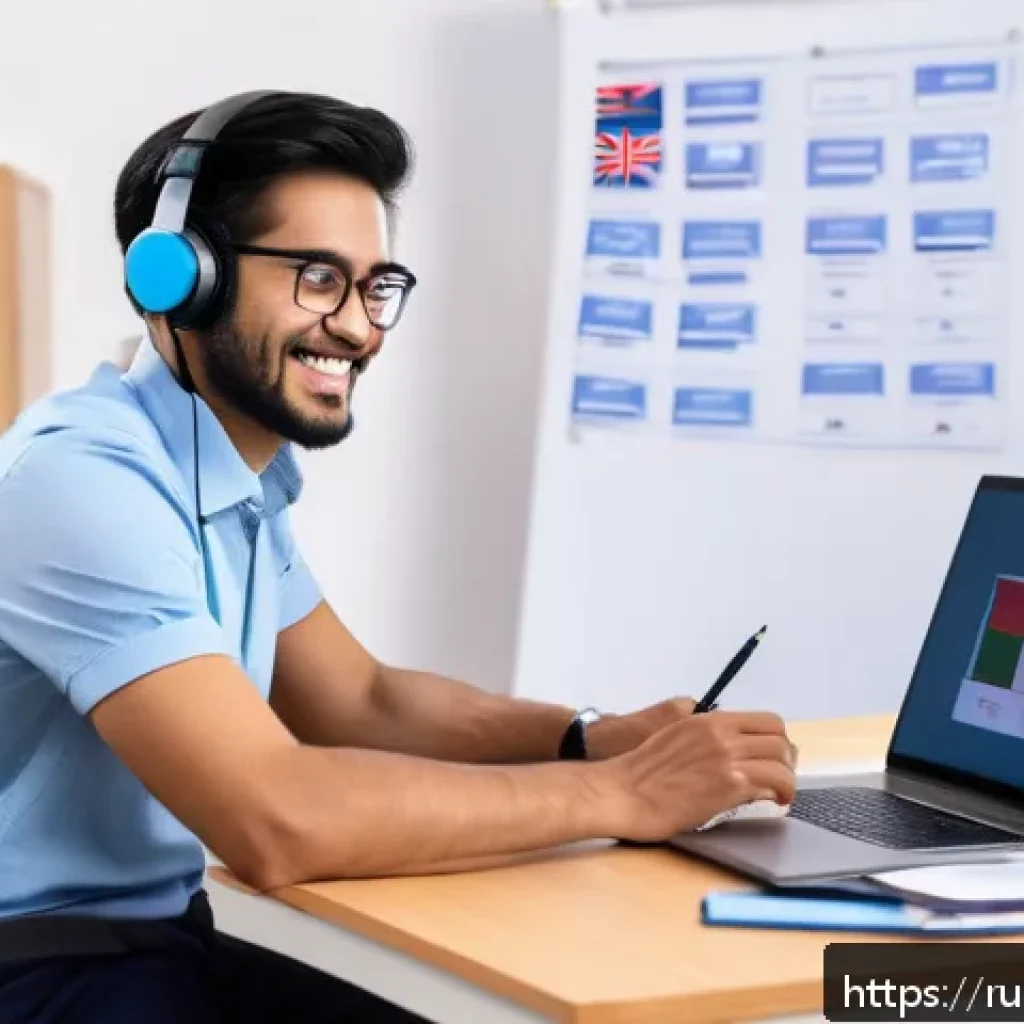 TESOL 자격증으로 가능한 다양한 기회 - A professional TESOL teacher conducting an engaging online English lesson from a modern home office,...